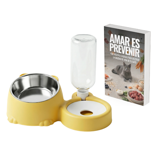 Comedero Elevado con Dispensador de Agua + Recetario + Guía