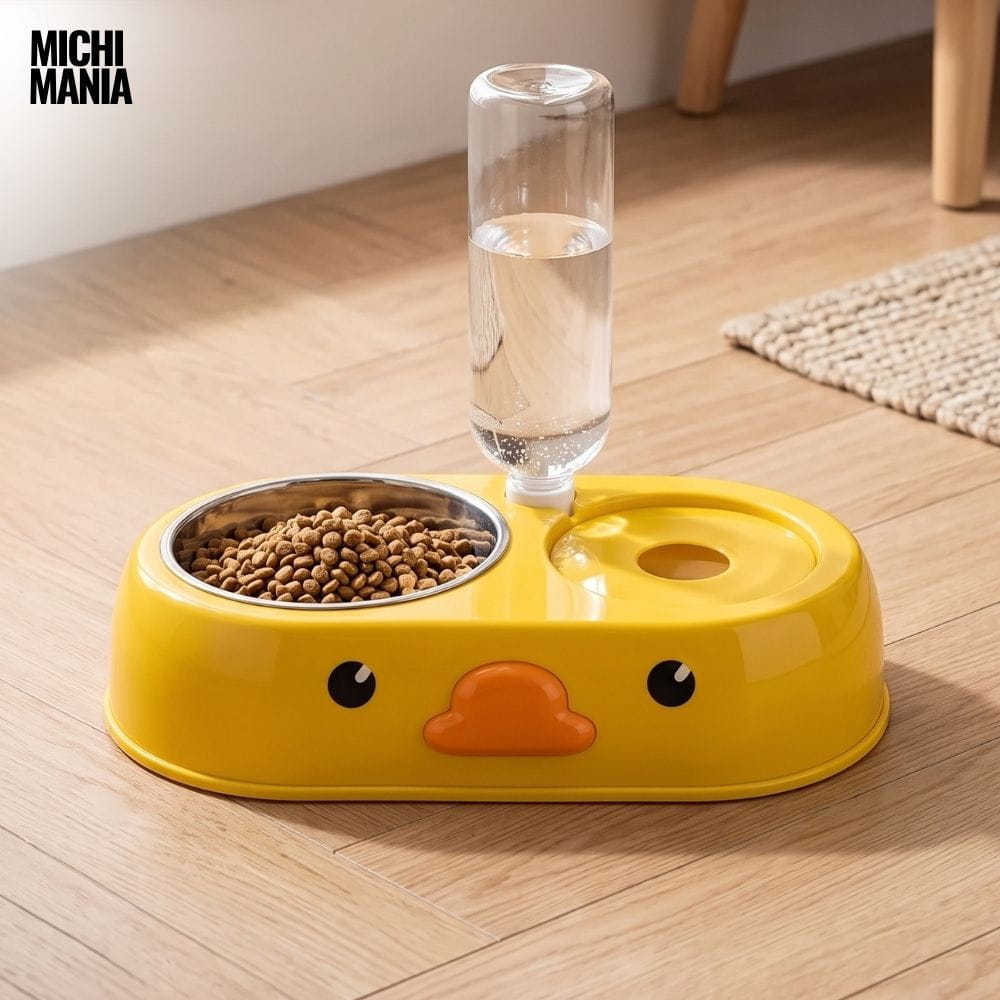 Comedero con Bebedero Automático de Pato para Gatos