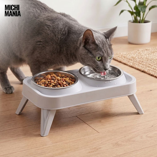 Comedero Elevado Doble con Patas para Gatos