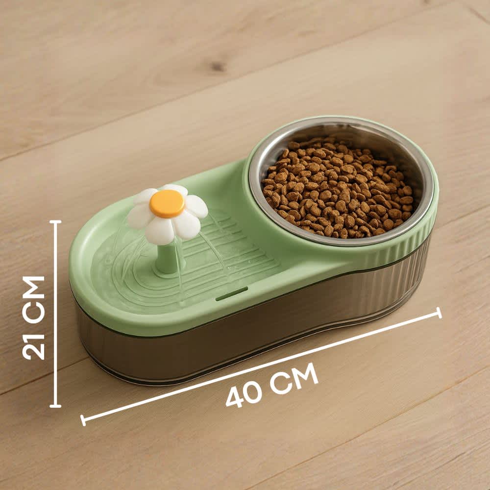 Fuente de Agua y Plato de Metal
