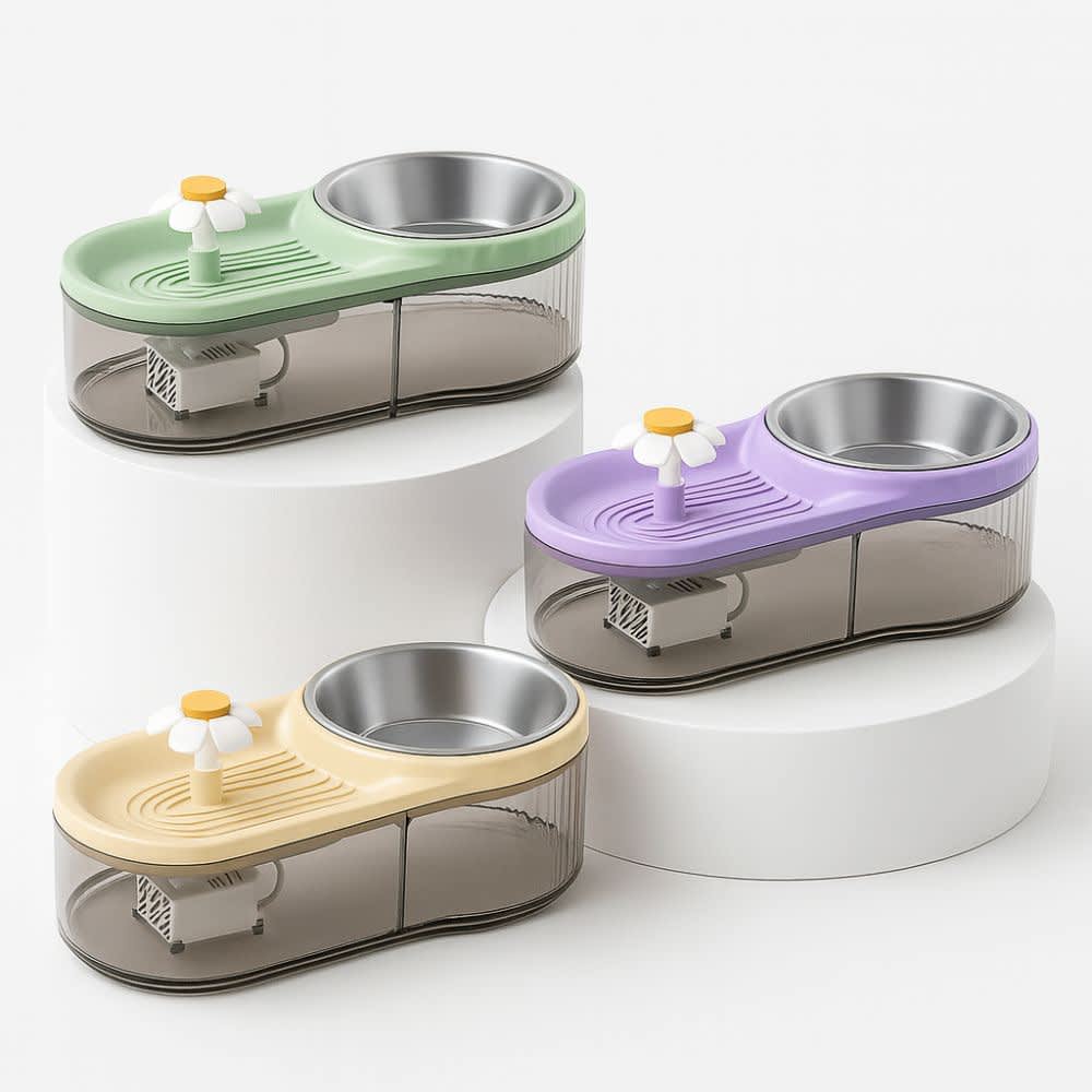 Fuente de Agua y Plato de Metal