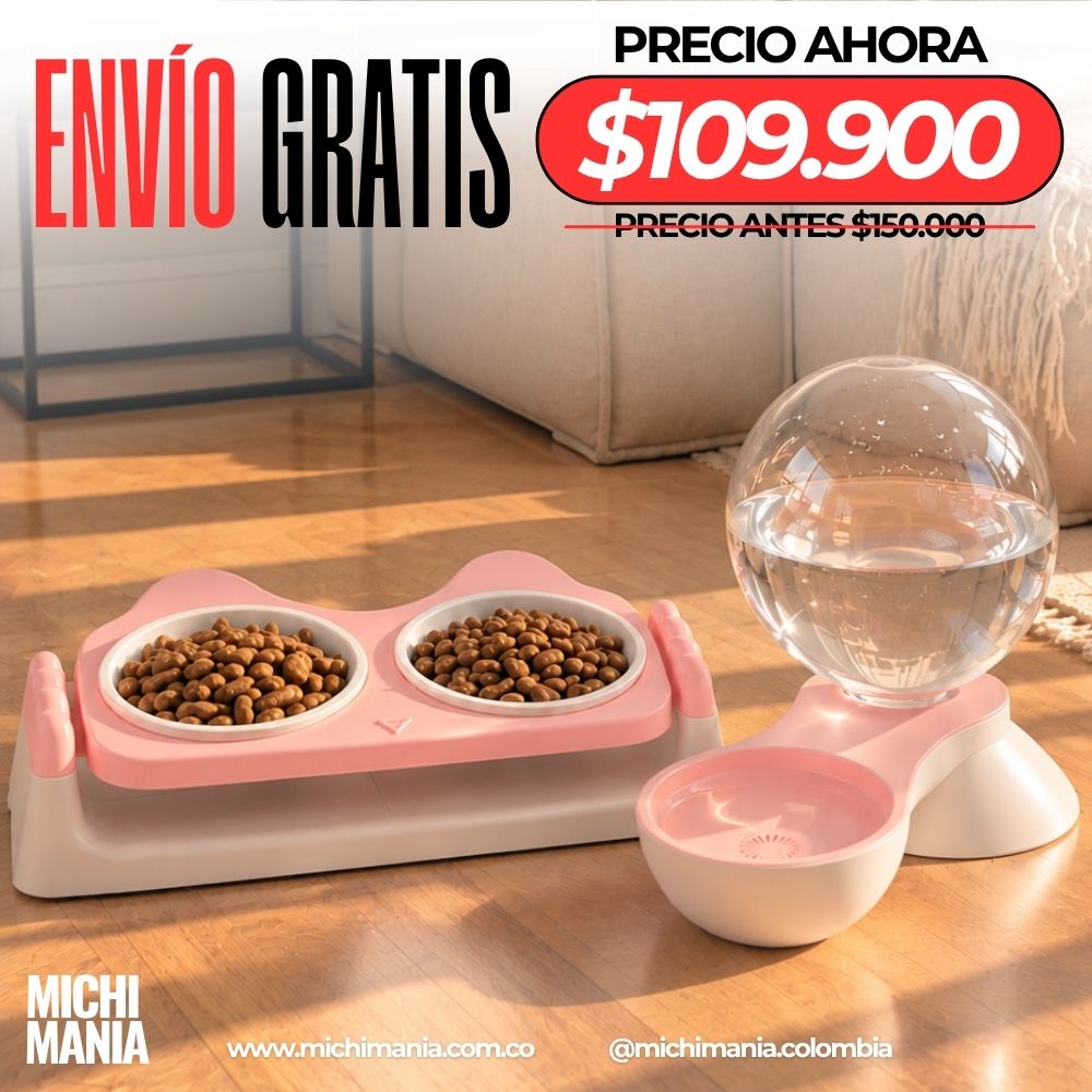 Combo Ritual: Comedero Elevado y Dispensador de Agua para Gatos