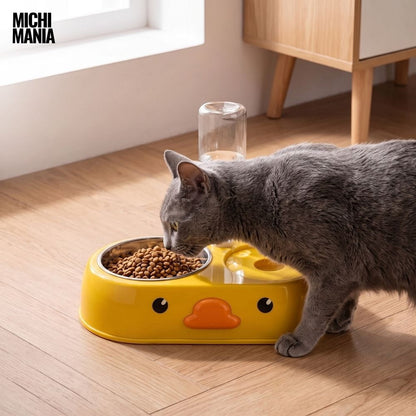 Comedero con Bebedero Automático de Pato para Gatos