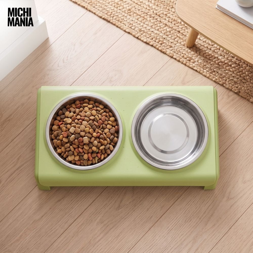 Comedero Elevado Doble de Acero Inoxidable para Gatos
