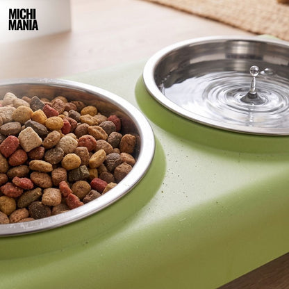 Comedero Elevado Doble de Acero Inoxidable para Gatos