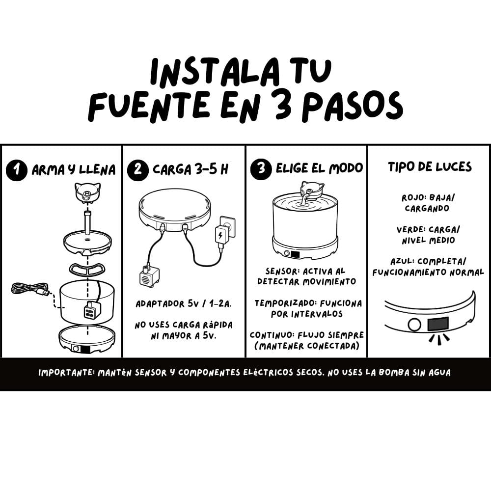 Fuente de Agua con Sensor 2.2 L para Gatos