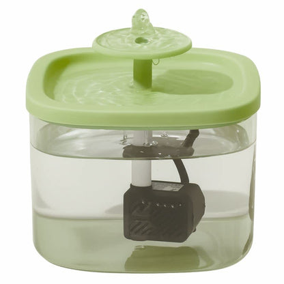 Fuente de agua silenciosa para gatos color verde con diseño moderno y tanque de 1.7 litros